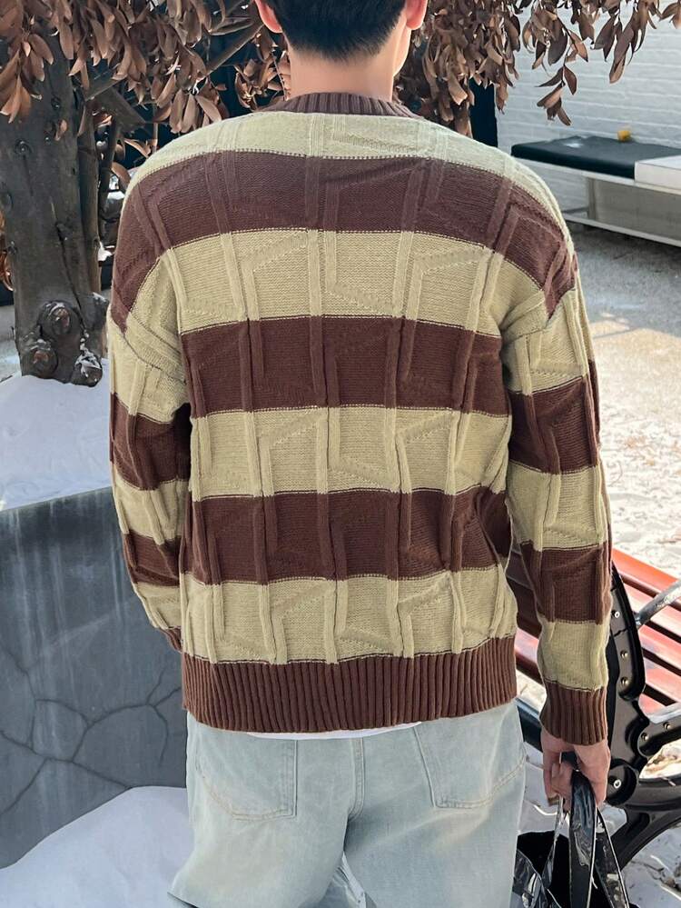 Men 1pc Two Tone Drop Shoulder Sweater