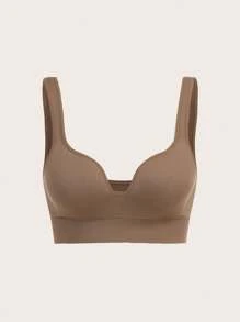 Easithlete 2pcs Solid Ribbed Knit Sports Push Up Bra - Multicolor - View 3