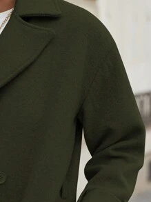 SHEIN Cottnline 女款純色翻領大衣 - 墨綠色 - 查看 6