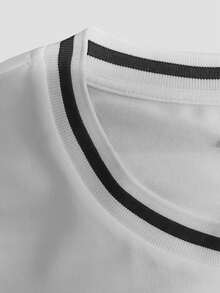 Manfinity EZcore Men Plus Slogan Graphic Contrast Trim Tee - White - View 3