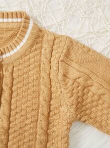 男嬰條紋飾邊前排扣開襟衫