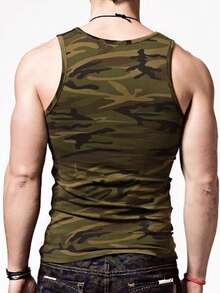 Men Camo Print Sleep Tank Top - Multicolor - View 2