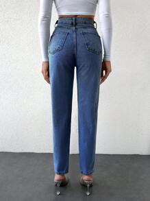 EURMUSE Women's Straight Jeans - Blue - View 2