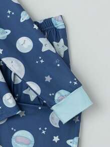 2pcs Cartoon Graphic PJ Set - Grey - View 4