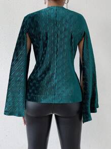 SHEIN Clasi 斗篷袖單釦開襟斗篷西裝 - 綠色 - 查看 2