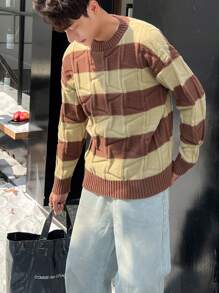 Claim Dot 男士1入組雙色落肩袖套頭毛衣