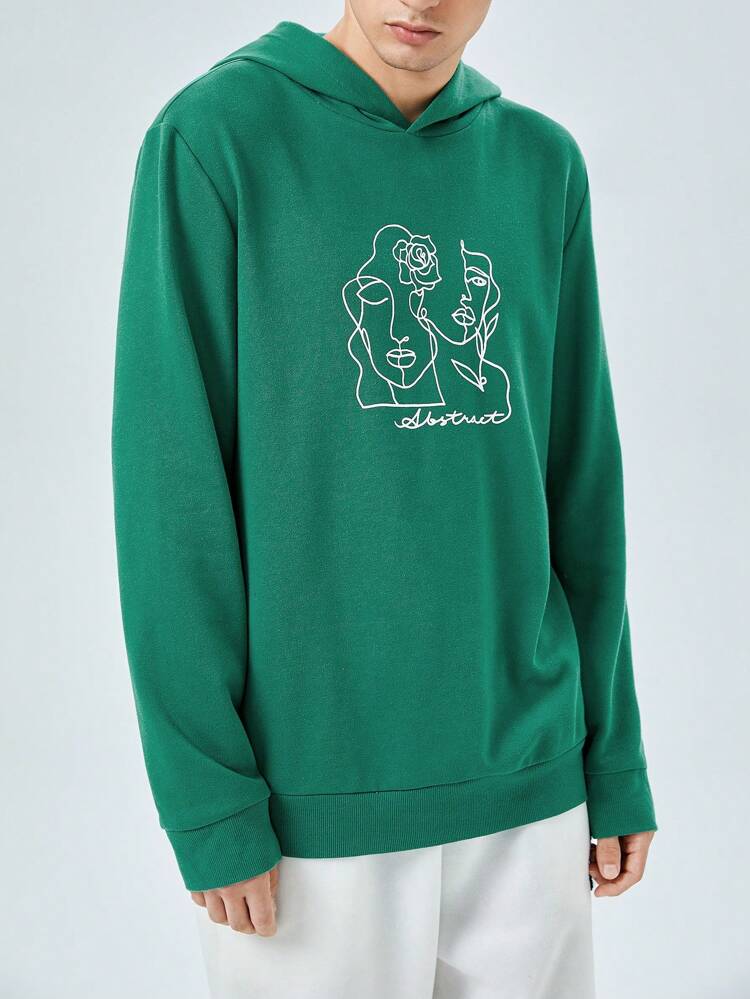 Men Figure & Letter Graphic Hoodie