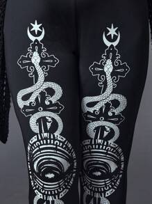 ROMWE Goth Hơn In rắn Xà cạp - màu đen - Xem 5