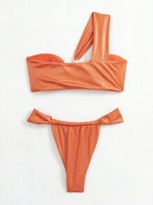 Swim SXY Costume Da Bagno Con Bikini Arricciato A Spalla Singola Per La Spiaggia Estiva