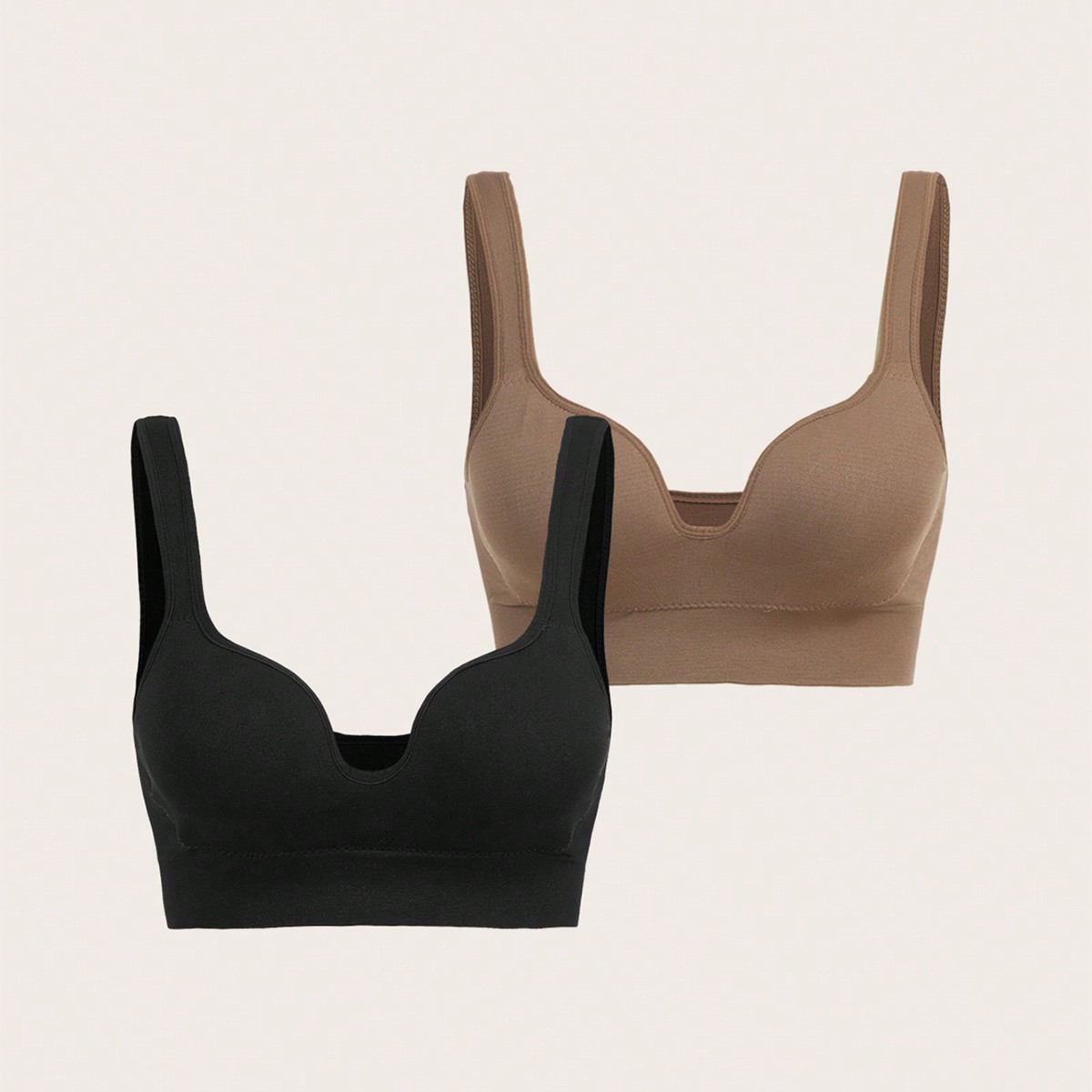 Piezas Sujetador Deportivo De Punto Acanalado Sólido Push Up