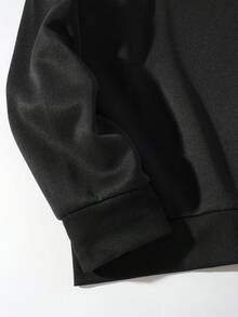 Men Plus Slogan Graphic Thermal Lined Sweatshirt - Black - View 3