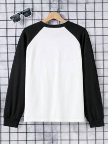 SHEIN Teen Boy Letter Graphic Raglan Sleeve Tee - White - View 2