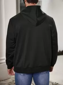 Manfinity Homme Hombres talla grande Capucha con corazón & con estampado de figura con bolsillo de canguro