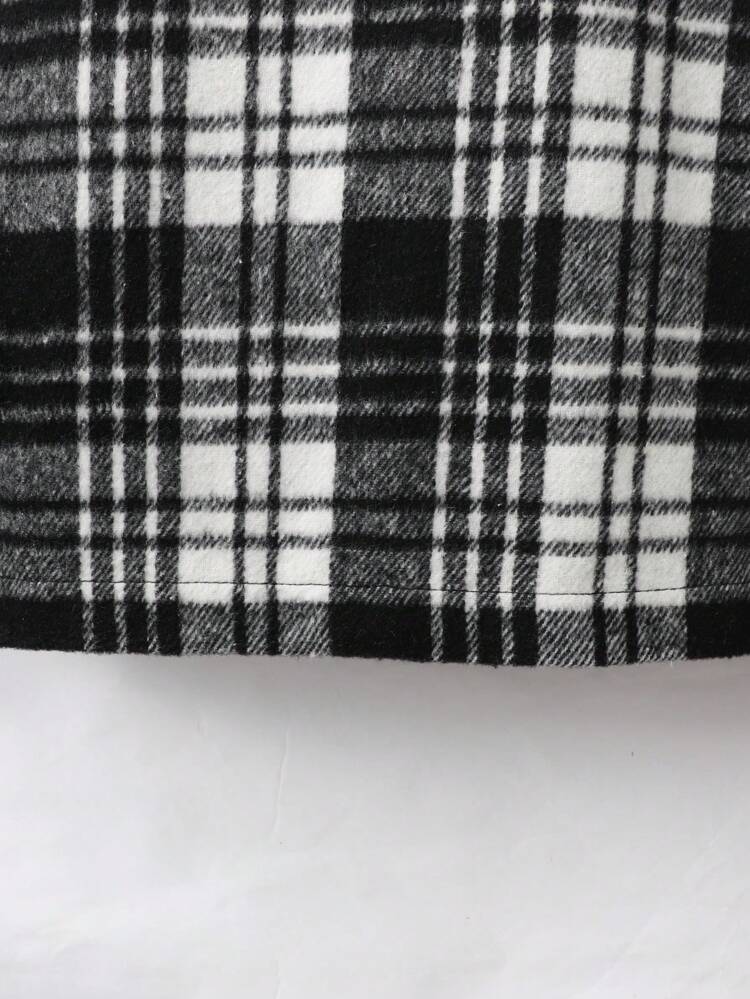 Loose-Fit Men's Plaid Printed Coat Without T-Shirt