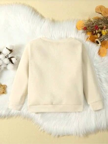 SHEIN Girls Letter & Figure Graphic Sweatshirt - Apricot - View 2