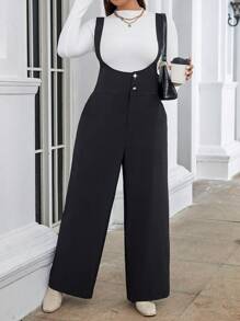 Calvaya Hơn Chất rắn Túi nghiêng Tổng thể Jumpsuit Without Tee - màu đen - Xem 3