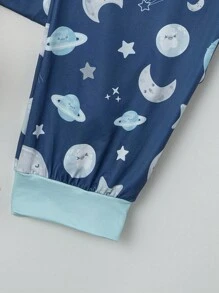 2pcs Cartoon Graphic PJ Set - Grey - View 5