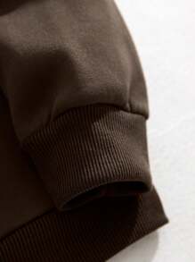 SHEIN EZwear 字母图形保暖内衬运动衫 NEW YORK 不负美好时光 一生最奢侈的事，是在路上遇见你，然后互相扶持，一起闻花香，一生一世，只会告诉你温暖，不会告诉你悲伤 我会和你相遇，陪你度过平静温暖的时光 - 巧克力棕 - 查看 4