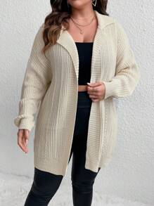 Celure Plus Drop Shoulder Belted Cardigan - White - View 5