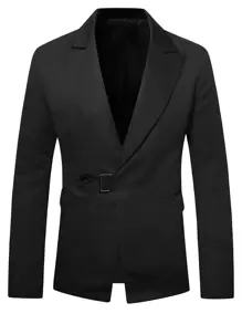Manfinity Mode Nam Lỏng lẻo phù hợp Màu thuần Nút đơn Cổ bẻ Áo vest - màu đen - Xem 4