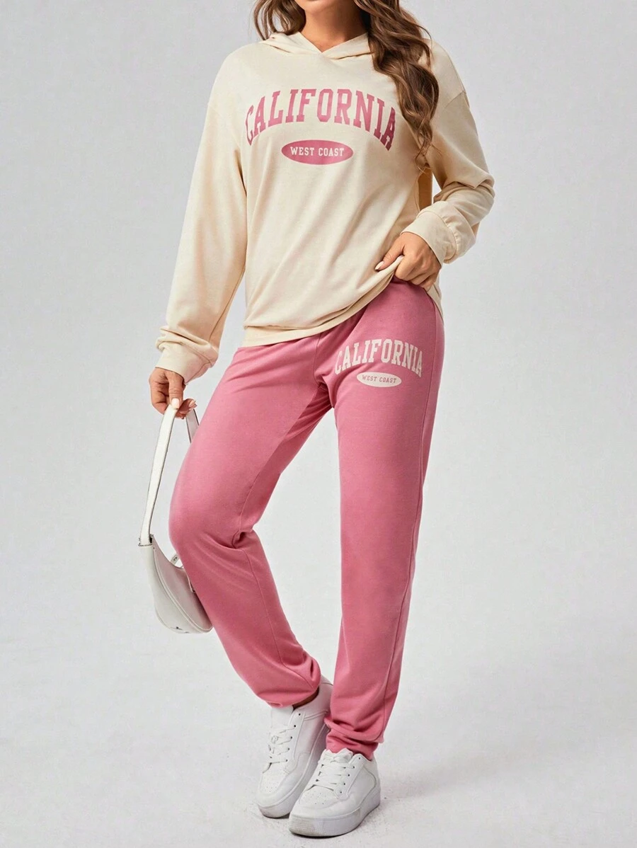 Của phụ nữ Mới Lá thư In Hoodie Màu hồng Quần Giải trí Thể thao , Có sẵn Đối với Gia đình Phù hợp ( 4 Bộ Riêng biệt , Mùa Đông ) - Nhiều màu - Xem 1