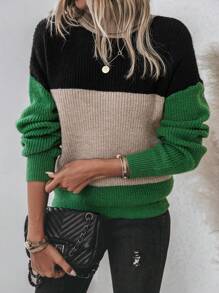 SHEIN LUNE Khối màu Áo cao cổ Thả vai Áo len - Nhiều màu - Xem 1