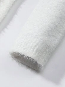 SHEIN Unity Chevron Pattern Raglan Sleeve Crop Sweater - White - View 4