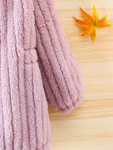 SHEIN 1 件毛絨保暖百搭經典街頭風格連帽長袖女童外套