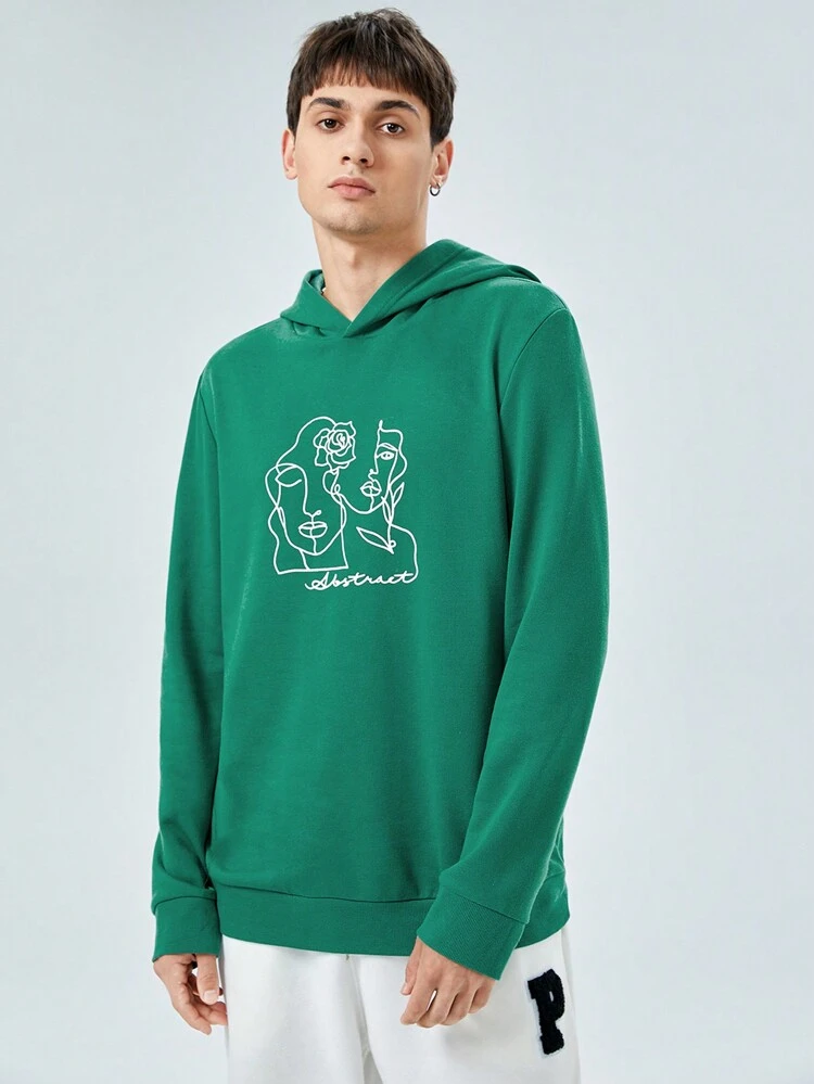 Men Figure & Letter Graphic Hoodie
