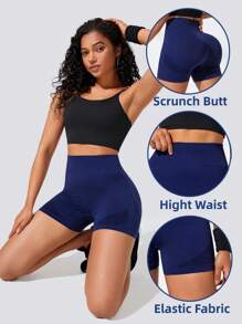 3入組寬腰圍肋紋針織運動短褲,提臀效果