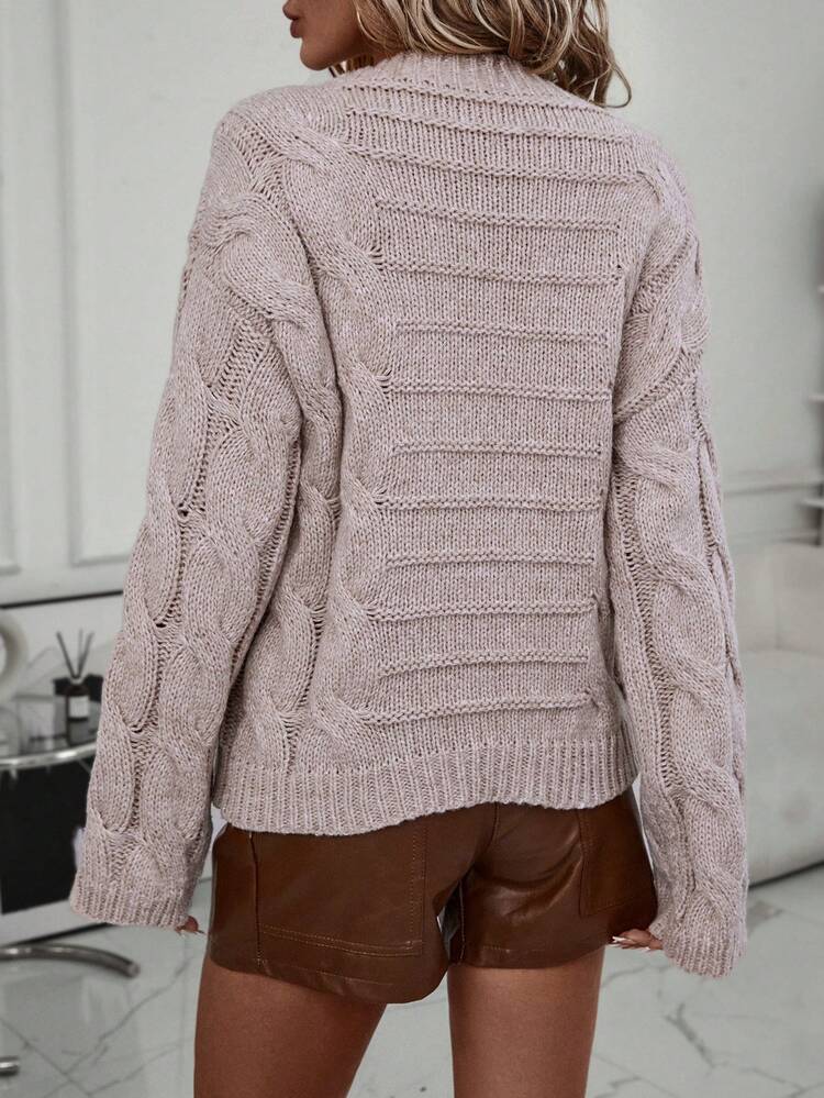Cable Knit Drop Shoulder Knit Pullover Fall Winter Sweater