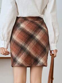 FRIFUL Women's Plaid Skirt Fall,Winter - Multicolor - View 2