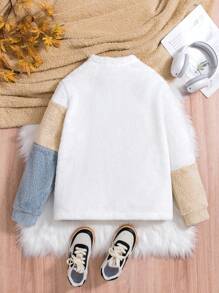 SHEIN Áo khoác nhung phối màu cho bé gái tuổi teen - Nhiều màu - Xem 2