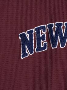 Manfinity Homme Men Letter Flocking Drop Shoulder Sweatshirt - Burgundy - View 4