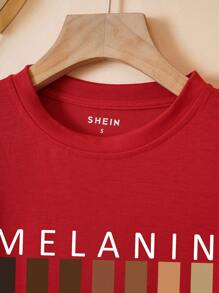 SHEIN EZwear Letter Graphic Round Neck Tee