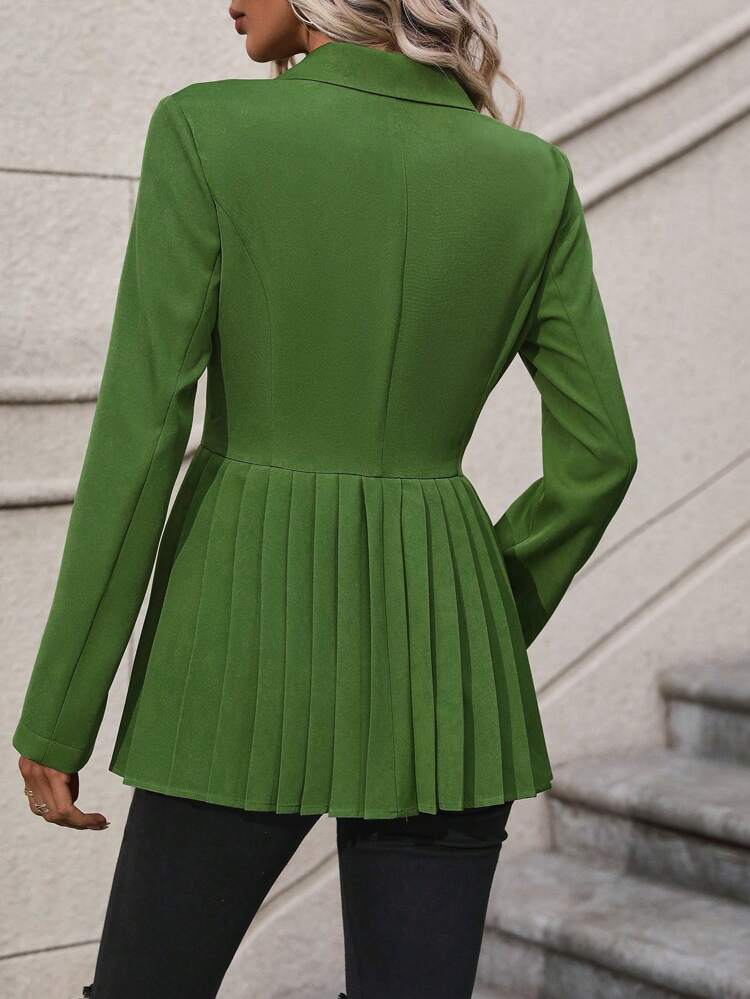 Double Breasted Pleated Detail Coat Fall Cloth For Women