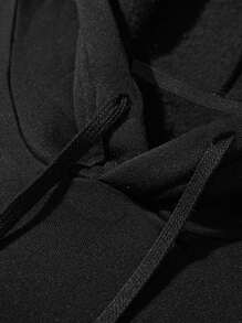 Manfinity Roghcode Men's Plus Size Fleece Hoodie With Letter Patch - Black - View 5