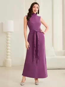 Al Najma Sleeveless Waist Tie Design Dress Without Robe