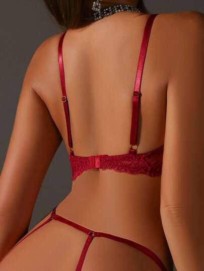 Goth Bloemen Kanten Harness Lingerie Set view 2