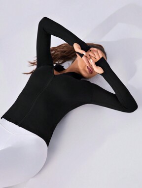 Eassivo Veste de sport ajustée de couleur unie décontractée