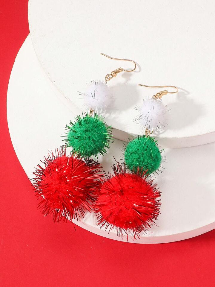Our 2pcs Pom Pom Drop Earrings is such a vibe ROMWE