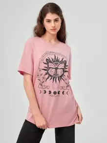 Forever 21 Sun & Butterfly Graphic Tee - Pink - View 1