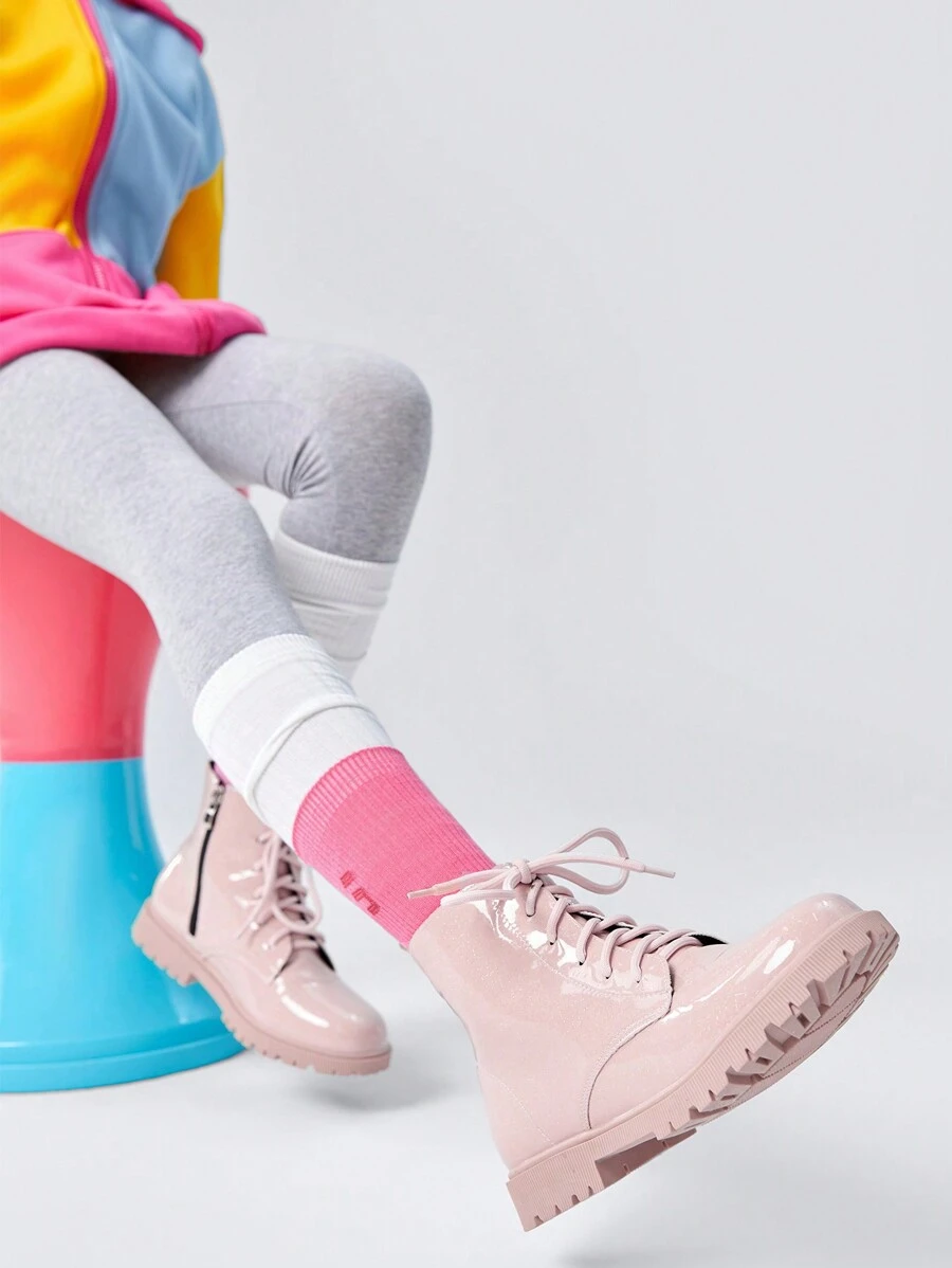 時尚酷街頭風溫暖毛絨女孩靴子,杏 - 杏色 - 查看 1