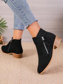 女性時尚簡約風和舒服的踝靴和短靴,四可穿戴 - 黑色 - 查看 2