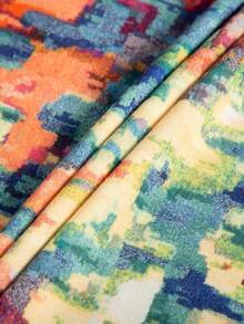 All-over Printed Casual Plus Size Long Sleeve Round Neck T-shirt For Spring & Autumn Sports - Multicolor - View 3