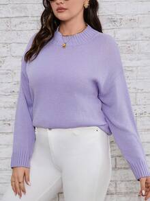 SHEIN LUNE Hơn Thả vai Áo len - Màu tím - Xem 3
