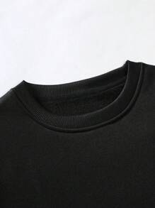 Manfinity Homme Men Letter Graphic Sweatshirt Going Out Crew Neck Black Graphic Long Sleeve Sweatshirt, For Friends, Husband, Boyfriend Gifts, Paris Sweatshirt, Men Graphic Sweatshirt, Men Paris Sweatshirt - Black - View 5