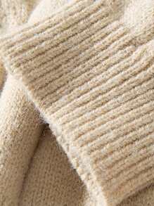 Men Solid Cable Knit Sweater - Apricot - View 3