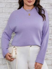 SHEIN LUNE Hơn Thả vai Áo len - Màu tím - Xem 5