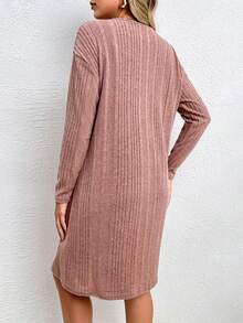 SHEIN Maternity 1pc Solid Cami Dress & 1pc Coat - Dusty Pink - View 2